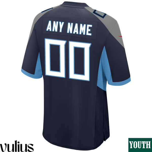 Custom Titans Jersey, Navy Youth's Jersey, Home Game Jersey - Replica