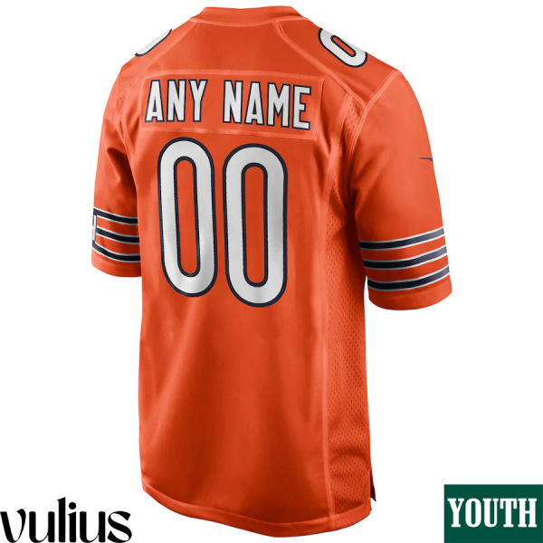 Custom Chicago Bears Jersey, Orange Youth's, Alternate Game Custom Jersey - Replica