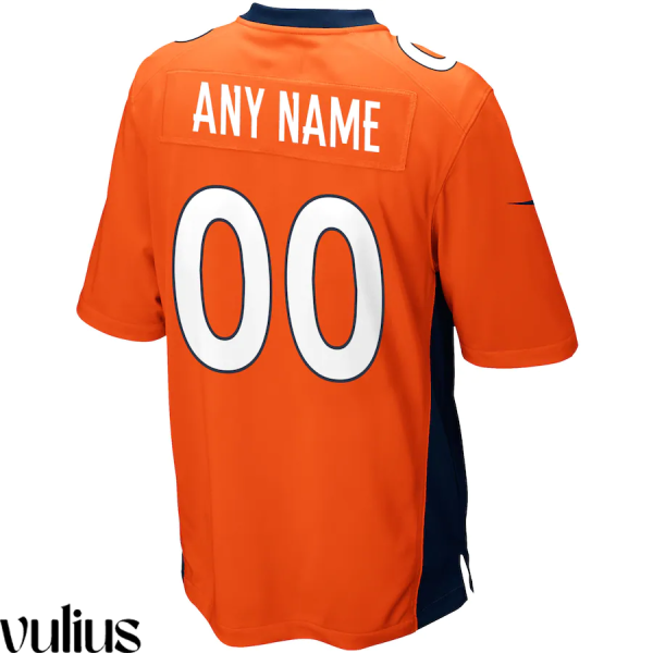 Custom Broncos Jersey, Orange Men's, Home Game Jersey - Replica