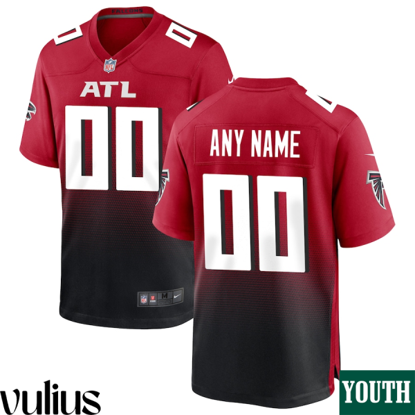 Custom Falcons Jersey, Red Youth's, Alternate Custom Game Jersey - Replica