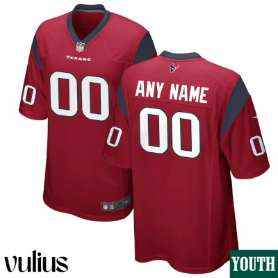 Custom Texans Jersey, Red Youth's Jersey, Alternate Game Jersey -