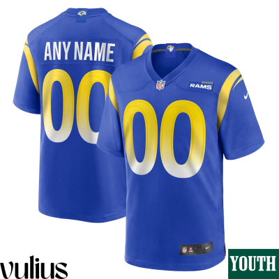 Custom Rams Jersey, Royal Youth's, Home Game Custom Jersey - Replica