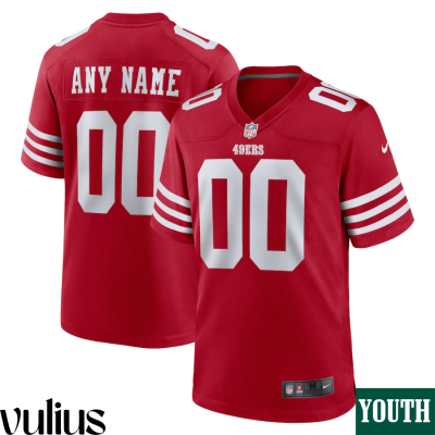 49ers Custom Jersey, Scarlet Youth's, Home Game Custom Jersey - Replica