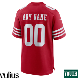 49ers Custom Jersey, Scarlet Youth's, Home Game Custom Jersey - Replica