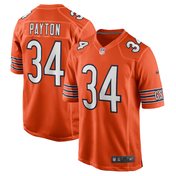 Walter Payton Jersey, Orange Men's, Retired Player Jersey - Replica