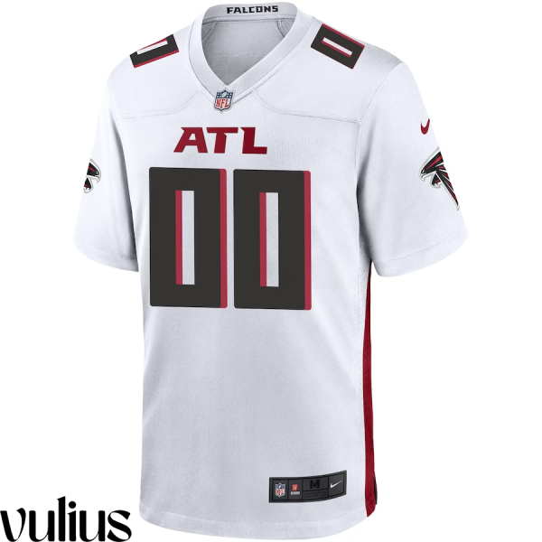 Custom Falcons Jersey, White Men's, Road Custom Game Jersey - Replica