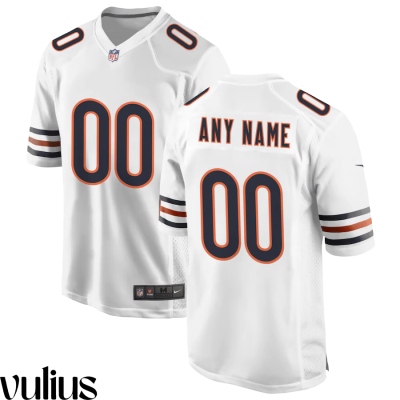 Custom Chicago Bears Jersey, White Men's, Road Game Custom Jersey - Replica