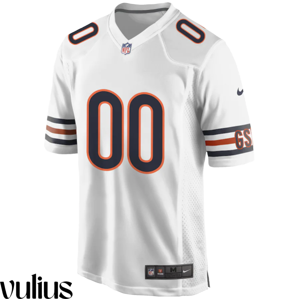 Custom Chicago Bears Jersey, White Men's, Road Game Custom Jersey - Replica