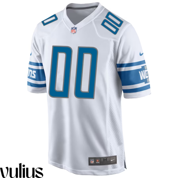 Custom Lions Jersey, White Men's, Road Game Custom Jersey - Replica