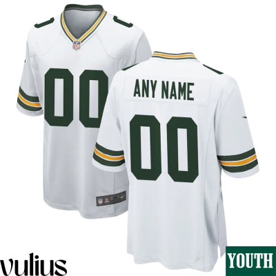 Packers Custom Jersey, White Youth's, Road Game Custom Jersey - Replica