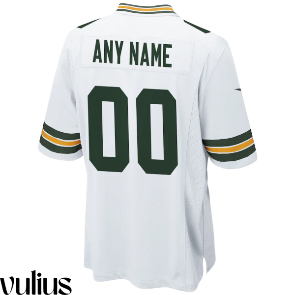 Packers Custom Jersey, White Men's, Road Game Custom Jersey - Replica