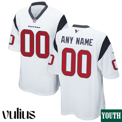 Custom Texans Jersey, White Youth's Jersey, Road Game Jersey - Replica