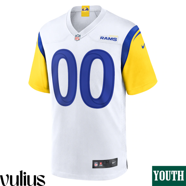 Custom Rams Jersey, White Youth's, Alternate Game Custom Jersey - Replica