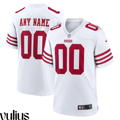 49ers Custom Jersey, White Men's, Road Game Custom Jersey - Replica