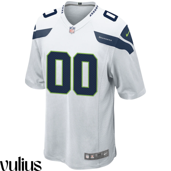 Seattle Seahawks Custom Jersey, White Men's, Road Game Custom Jersey - Replica