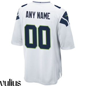 Seattle Seahawks Custom Jersey, White Men's, Road Game Custom Jersey - Replica