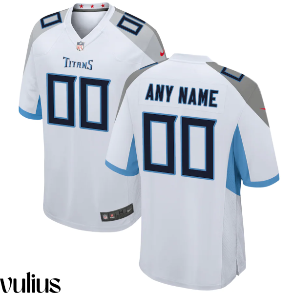 Custom Titans Jersey, White Men's Jersey, Road Game Jersey - Replica