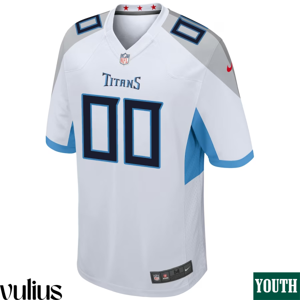 Custom Titans Jersey, White Youth's Jersey, Road Game Jersey - Replica