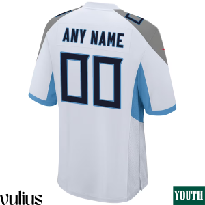 Custom Titans Jersey, White Youth's Jersey, Road Game Jersey - Replica