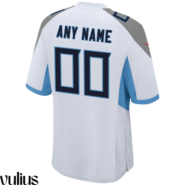 Custom Titans Jersey, White Men's Jersey, Road Game Jersey - Replica