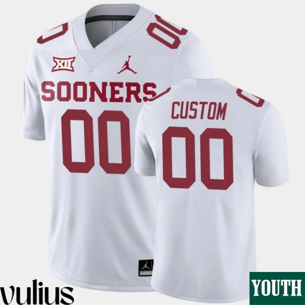 Oklahoma Sooners Custom Jersey, White Youth's, Custom Away Game Jersey - Replica