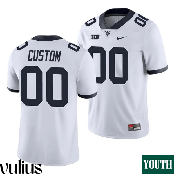 Wvu Football Jersey Custom, White Youth's, Game College Football Jersey - Replica