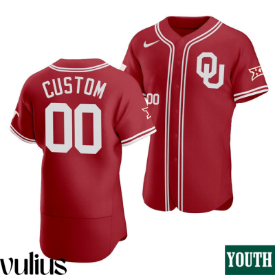 Oklahoma Sooners Custom Jersey, Red Youth's, 2021 Vapor Prime Red College Baseball Jersey - Replica