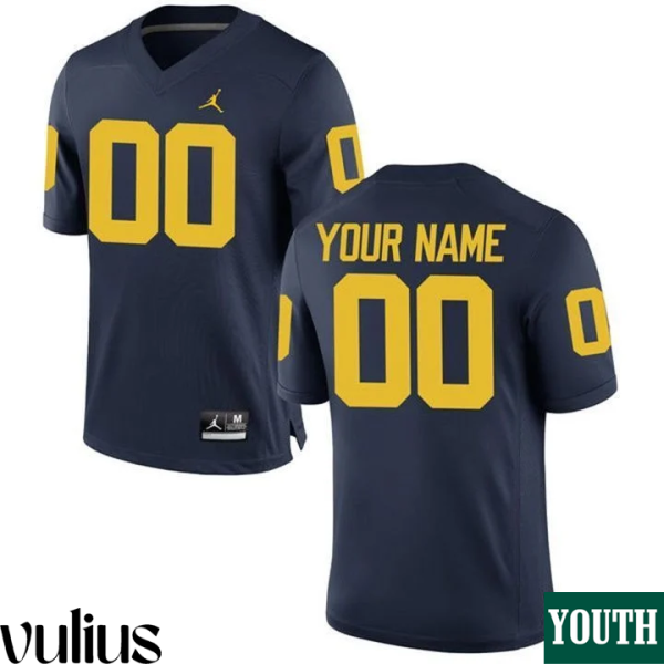 Custom Michigan Jerseys, Navy Youth's, Custom Game Jersey - Replica