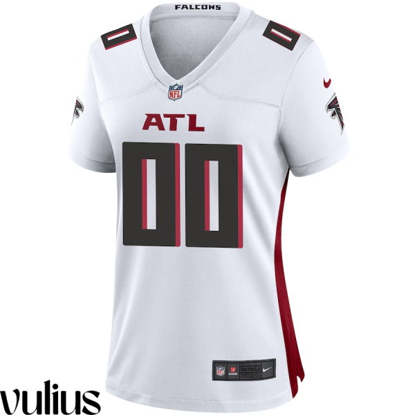 Custom Falcons Jersey, White Woman's, Road Custom Game Jersey - Replica