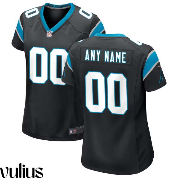 Custom Panthers Jersey, Black Woman's, Home Custom Game Jersey - Replica