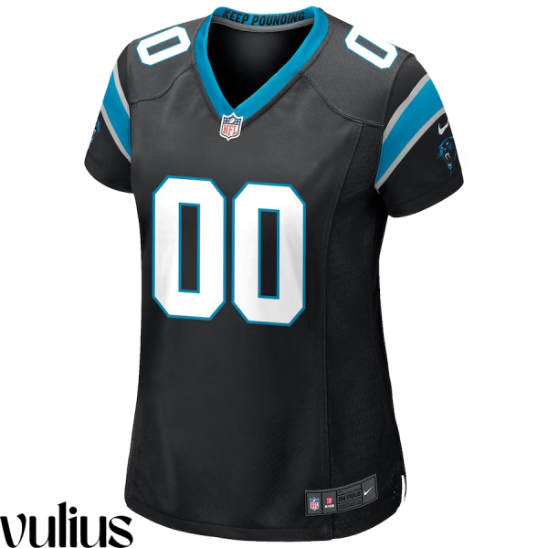 Custom Panthers Jersey, Black Woman's, Home Custom Game Jersey - Replica