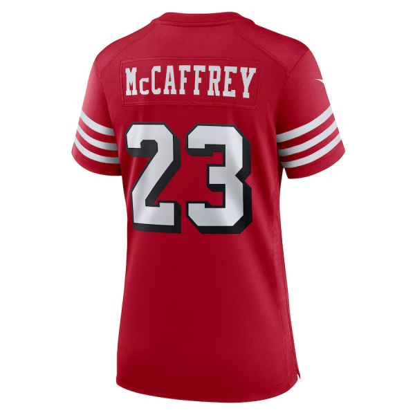 Christian Mccaffrey Jersey, Scarlet Woman's, Alternate Game Player Jersey - Replica