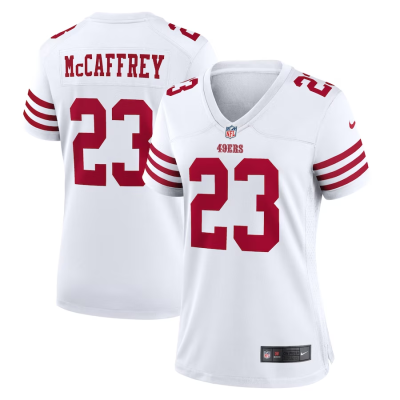 Christian Mccaffrey Jersey, White Woman's, Game Player Jersey - Replica