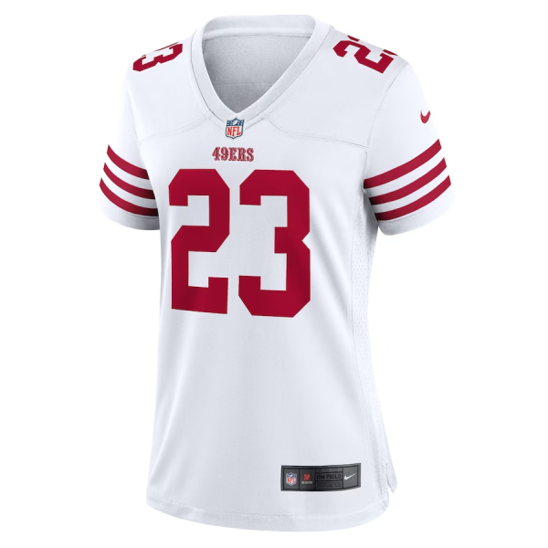 Christian Mccaffrey Jersey, White Woman's, Game Player Jersey - Replica