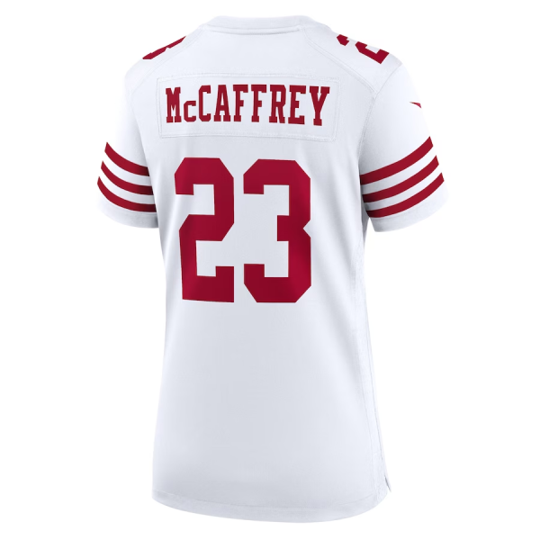 Christian Mccaffrey Jersey, White Woman's, Game Player Jersey - Replica