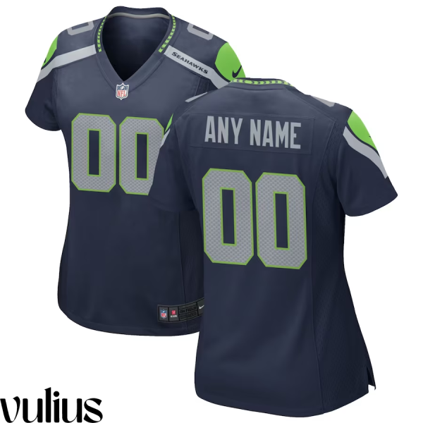 Seattle Seahawks Custom Jersey, Navy Woman's, Home Game Custom Jersey - Replica