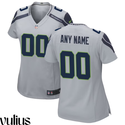 Seattle Seahawks Custom Jersey, Grey Woman's, Alternate Game Custom Jersey - Replica