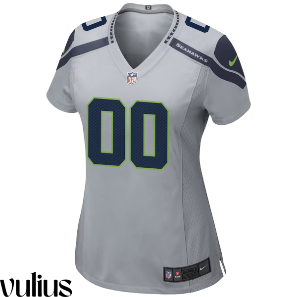 Seattle Seahawks Custom Jersey, Grey Woman's, Alternate Game Custom Jersey - Replica