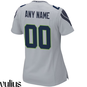 Seattle Seahawks Custom Jersey, Grey Woman's, Alternate Game Custom Jersey - Replica