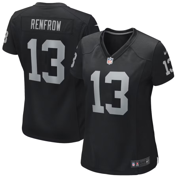 Hunter Renfrow Jersey, Black Woman's, Game Player Jersey - Replica