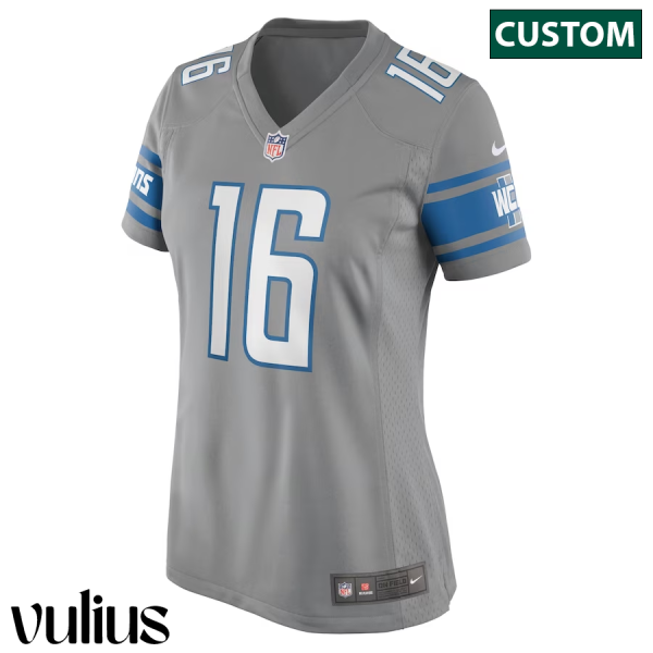 Custom Lions Jersey, Sliver Woman's, Alternate Game Custom Jersey - Replica