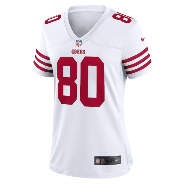 Jerry Rice Jersey, White Woman's, Retired Player Game Jersey - Replica