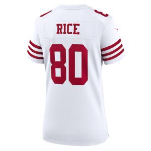 Jerry Rice Jersey, White Woman's, Retired Player Game Jersey - Replica