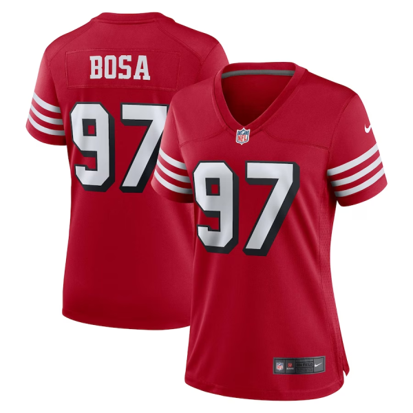 Nick Bosa Jersey, Scarlet Woman's, Alternate Game Jersey - Replica