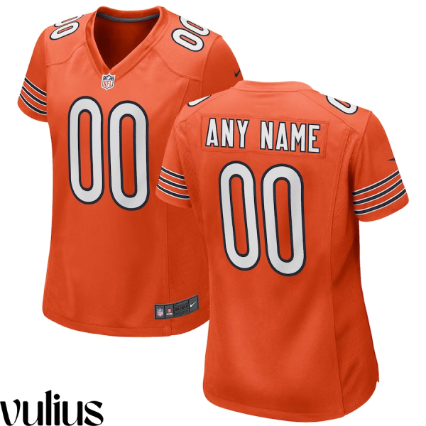 Custom Chicago Bears Jersey, Orange Woman's, Alternate Game Custom Jersey -