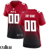 Custom Falcons Jersey, Red Woman's, Alternate Custom Game Jersey - Replica