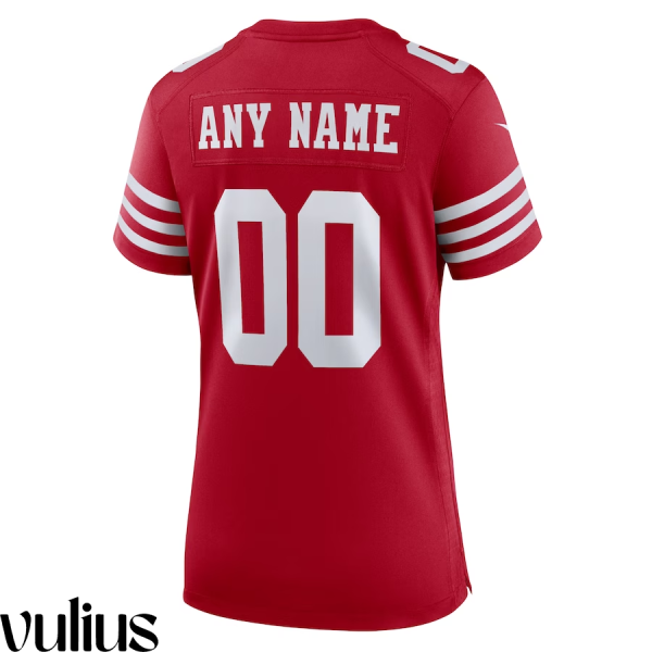 49ers Custom Jersey, Scarlet Woman's, Home Game Custom Jersey - Replica