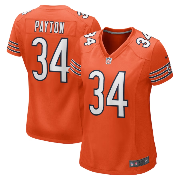 Walter Payton Jersey, Orange Woman's, Retired Player Jersey - Replica