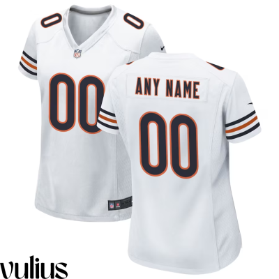 Custom Chicago Bears Jersey, White Woman's, Road Game Custom Jersey - Replica