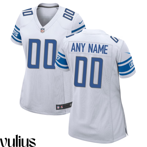 Custom Lions Jersey, White Woman's, Road Game Custom Jersey - Replica